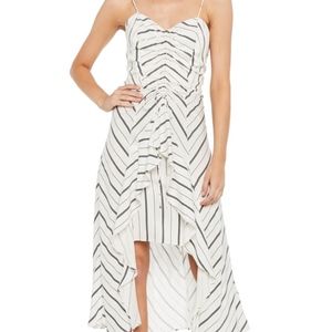 Bardot winona stripe ruffle ruched dress